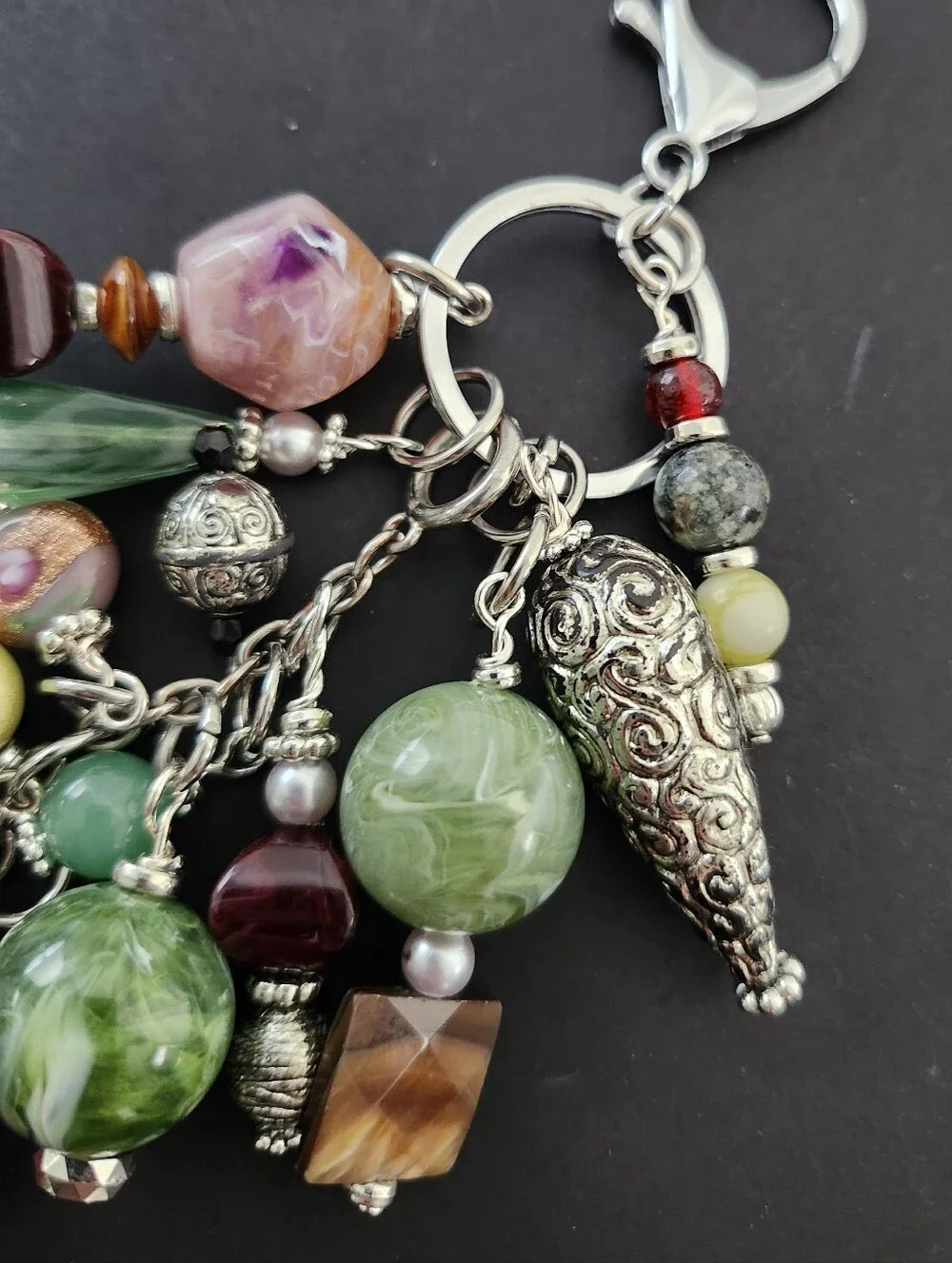 Upcycled MICHE Purse or Bag Charm Mixture of Stone Metal Lucite Handcrafted